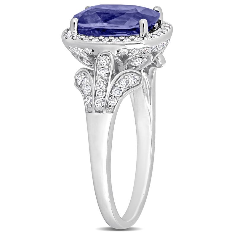Miadora 3 1/10ct TGW Violet Sapphire and 5/8ct TDW Diamond Halo Ring in 14k White Gold