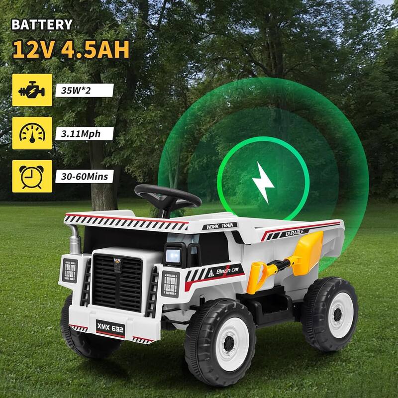 12V Ride On Dump Truck for Kids 4 Wheeler Construction Vehicles with Remote Control for Kids 3-8