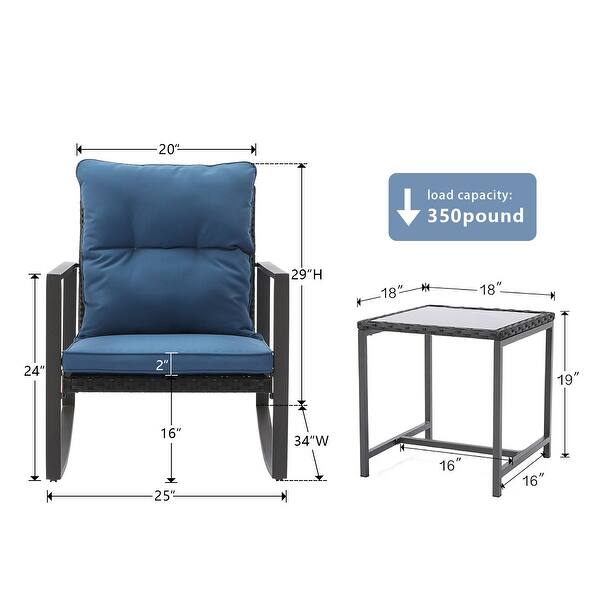 COSIEST Outdoor Bistro Rocking Chair Set with Cushions - Bed Bath ...