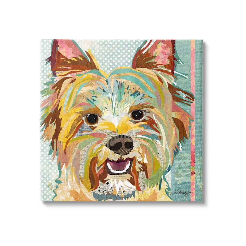 Stupell Happy Terrier Pet Portrait Collage Stretched Canvas Wall Art, Design by Traci Anderson - 17 x 17