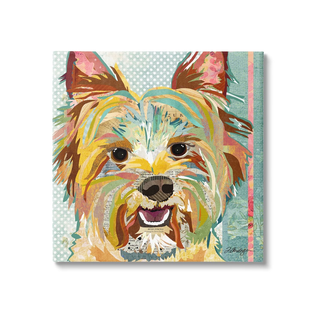 Stupell Happy Terrier Pet Portrait Collage Stretched Canvas Wall Art, Design by Traci Anderson