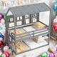 preview thumbnail 1 of 21, Twin over Twin House Loft Bed with Guardrails,Roof,Shelves and Ladder for home Grey