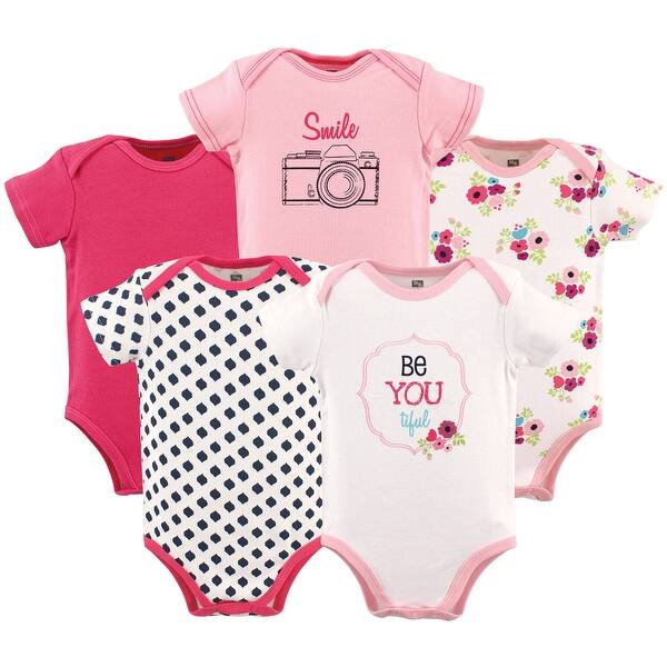 slide 1 of 1, Hudson Baby Infant Girl Cotton Bodysuits 5pk, Beyoutiful 0-3 Months - Beyoutiful