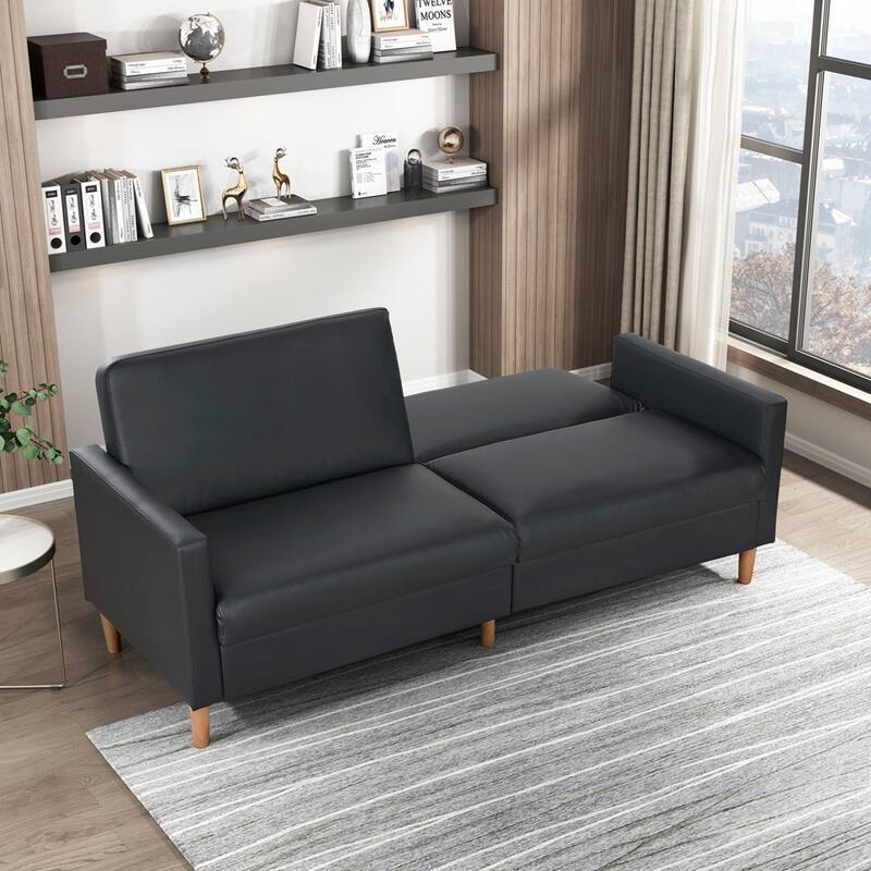 Faux Leather Upholstery Comfort Sleeper Sofa Modern Furniture Durable Plywood Frame Elegant Lounger - 2 Seat