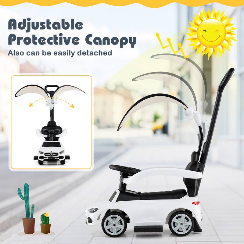 Costway Kids Ride on Push Car Mercedes-Benz Licensed 3-in-1 Sliding