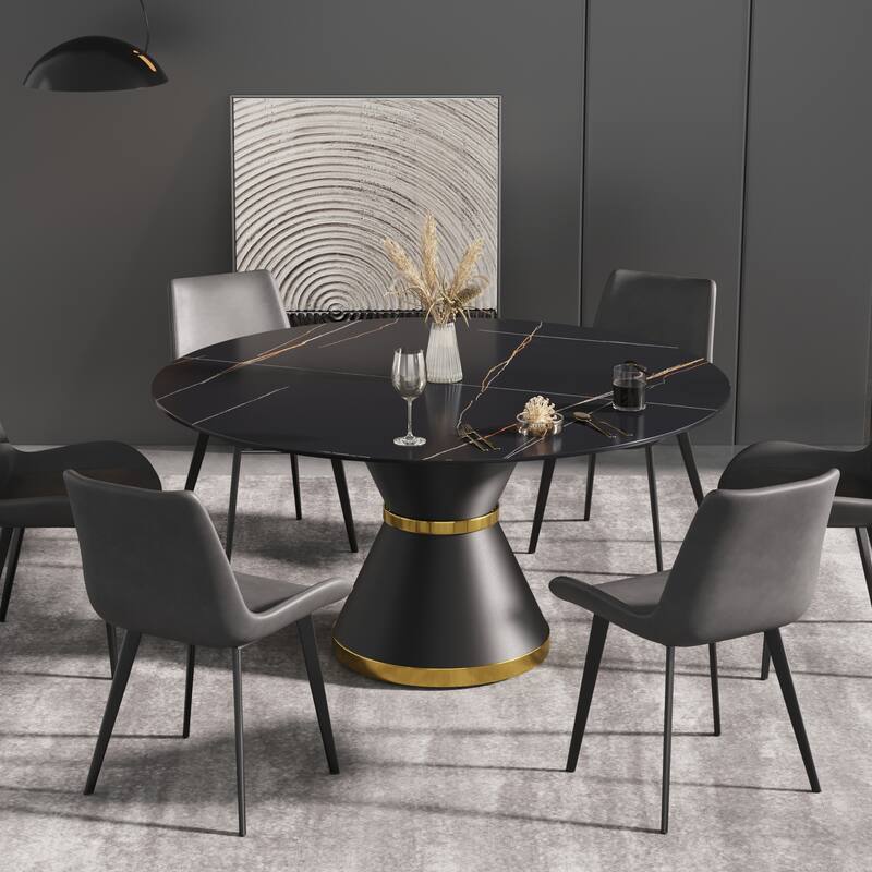 59" Round Dining Table Modern Kitchen Table for 6~8 People