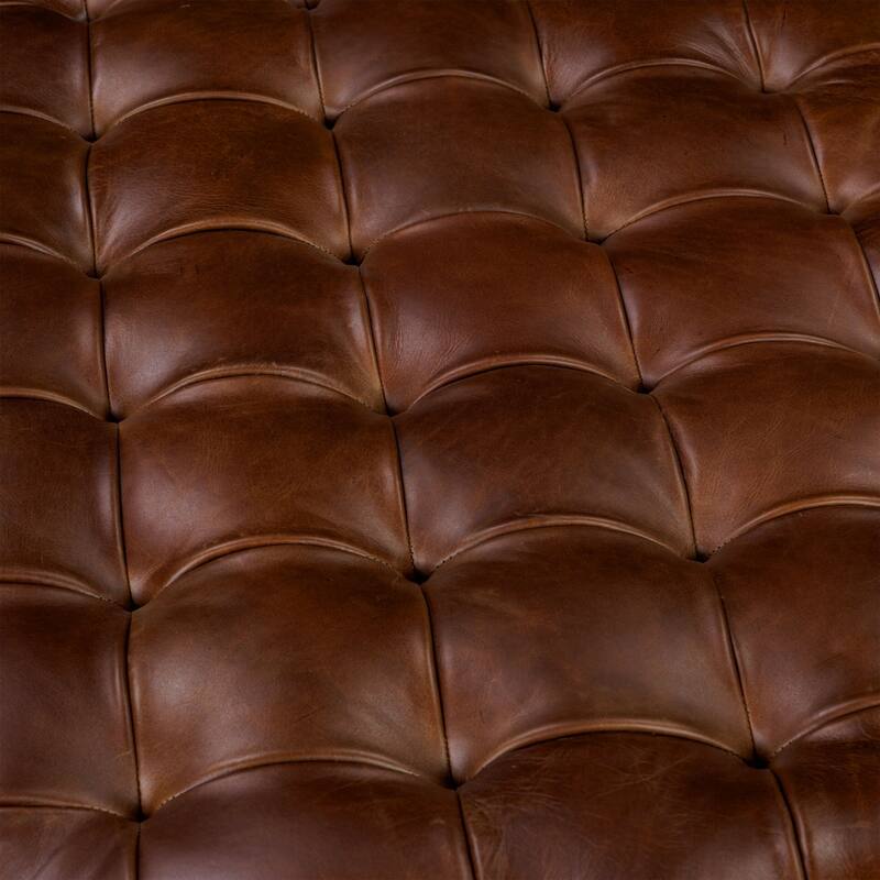 Poly & Bark Turin Leather Ottoman in Cognac Tan
