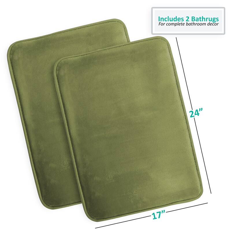 Clara Clark Ultra Soft Plush Bathroom Rug - Non-Slip, Velvet, Memory Foam Bath Mat - Set of 2