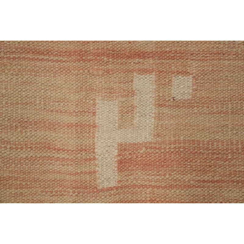 Hand Woven Oriental 100% Wool Carpet Southwestern Tribal Beige & Ivories Kilim Area Rug - 8' 1'' X 5' 1''