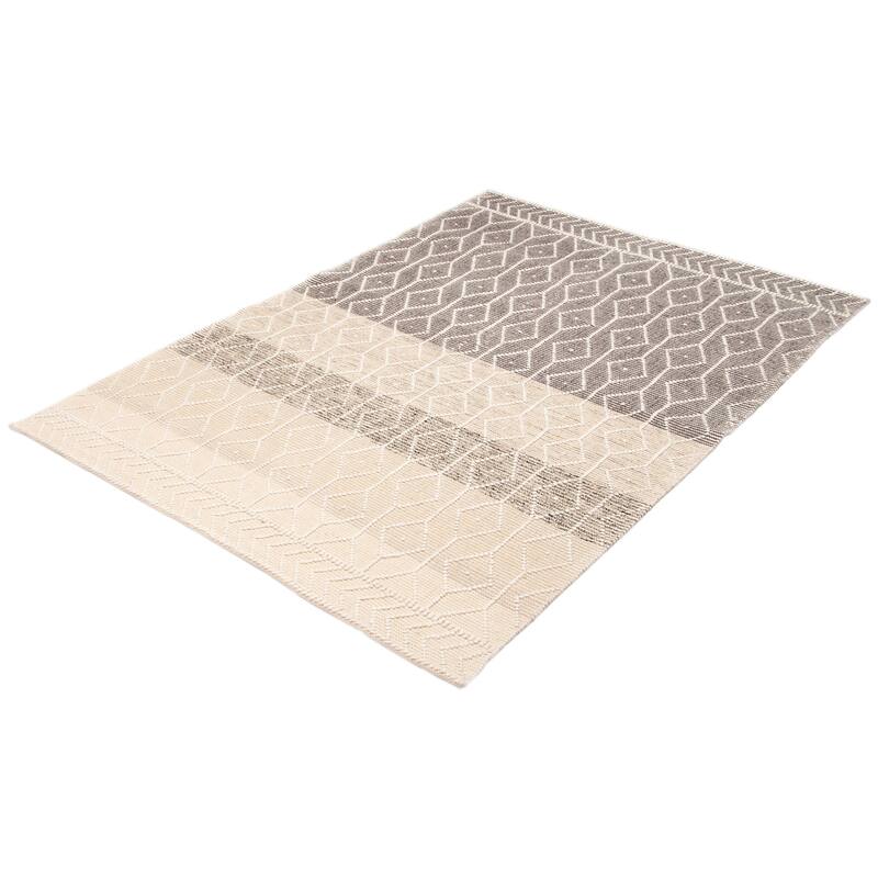 ECARPETGALLERY Braid weave Sienna Grey Wool Rug - 6'3 x 9'0