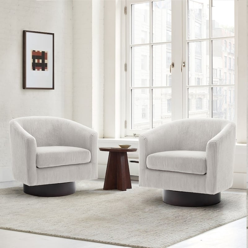 Modern 360° Swivel Corduroy Barrel Chair, Accent Armchair For Living Room - Set of 2 - Beige/Set