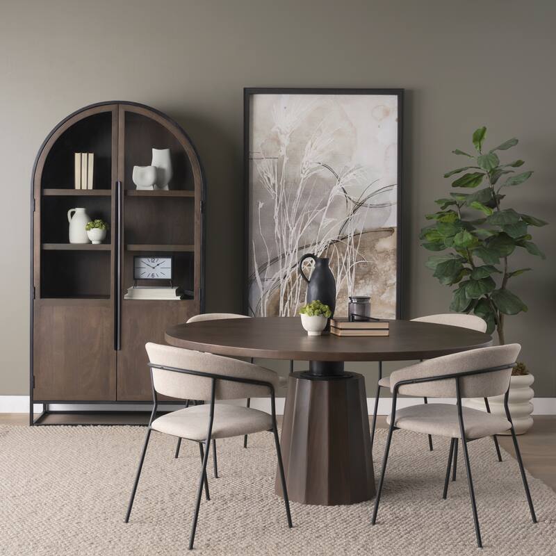 Sloan Black/ Dark Brown Arched Display Dining Cabinet