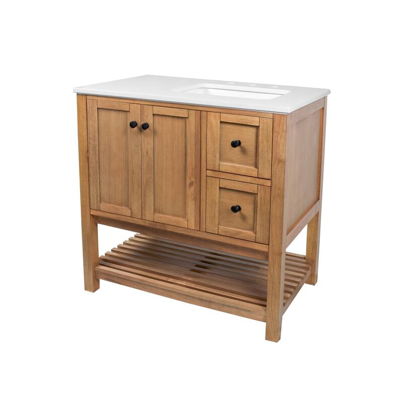 KitchenBathCollection Lakeshore 36" Bathroom Vanity with Engineered White Top