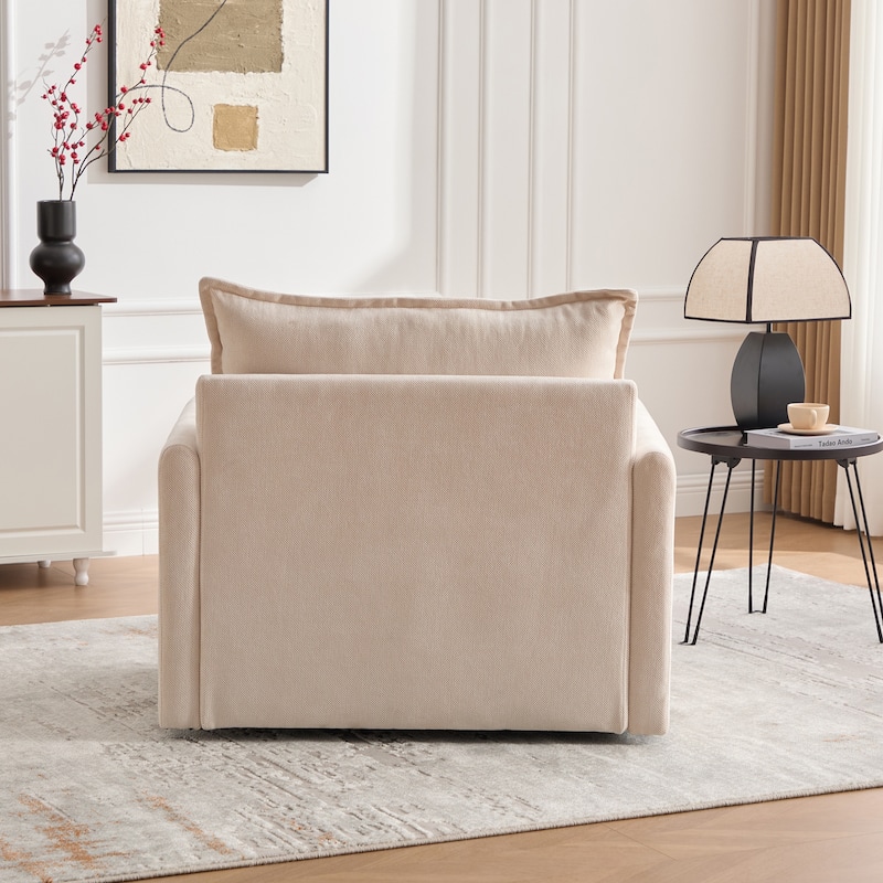 GDFStudio - Chenille 36.22" Swivel Barrel Chair