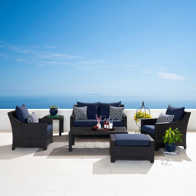 Deco 6 Piece Sunbrella Outdoor Patio Love and Club Seating Set