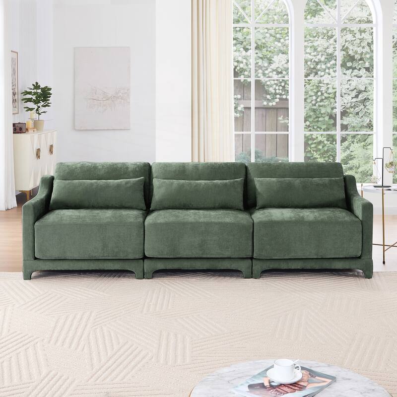 Three seater sofa with lumbar pillow - Green
