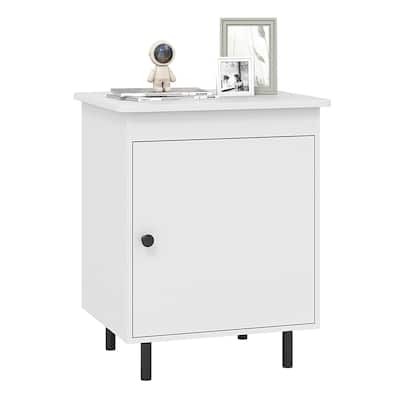 Gymax Nightstand Mid Century Modern End Table w/Door Heavy-Duty Metal