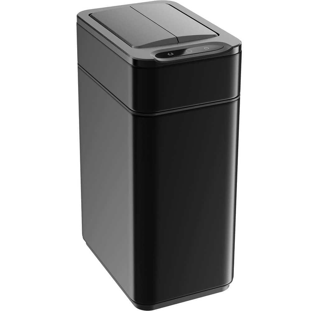 hOmeLabs 2.4 Gallon Kitchen Trash Can - Retractable Automatic Sensor Butterfly Lid, Easy Clean, Battery-Operated - Matte Black