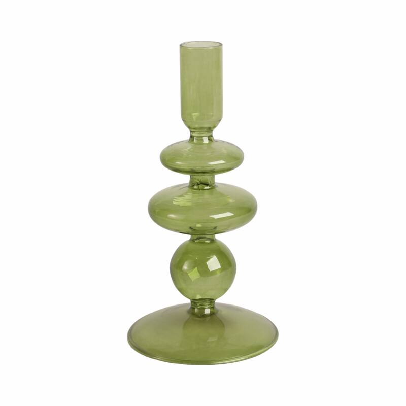 Modern Bubble Glass Candle Holder with Rounded Accent Base