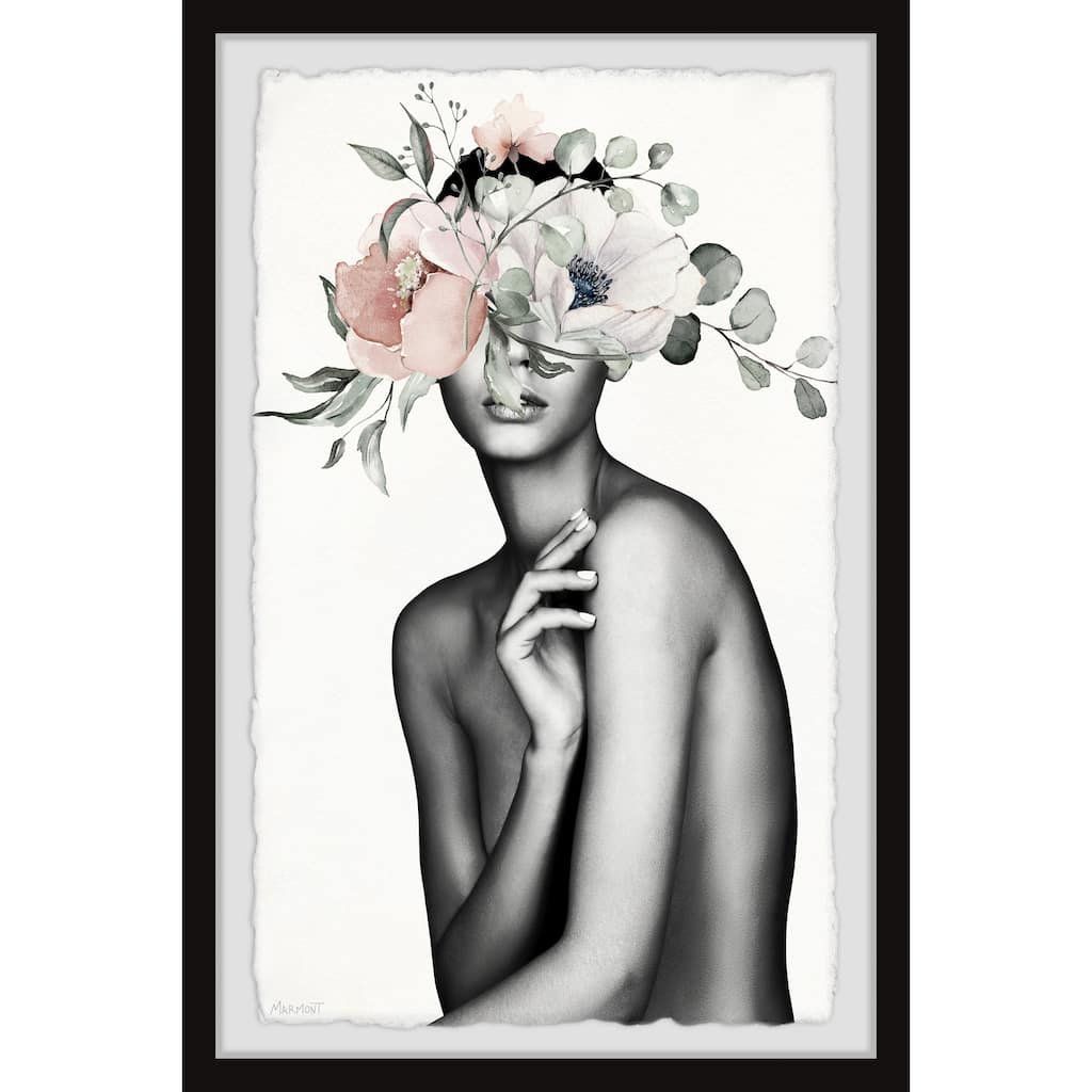 Naked Flower Crown Framed Wall Art, Floral Delight - A Blooming Accent for Your Living Space