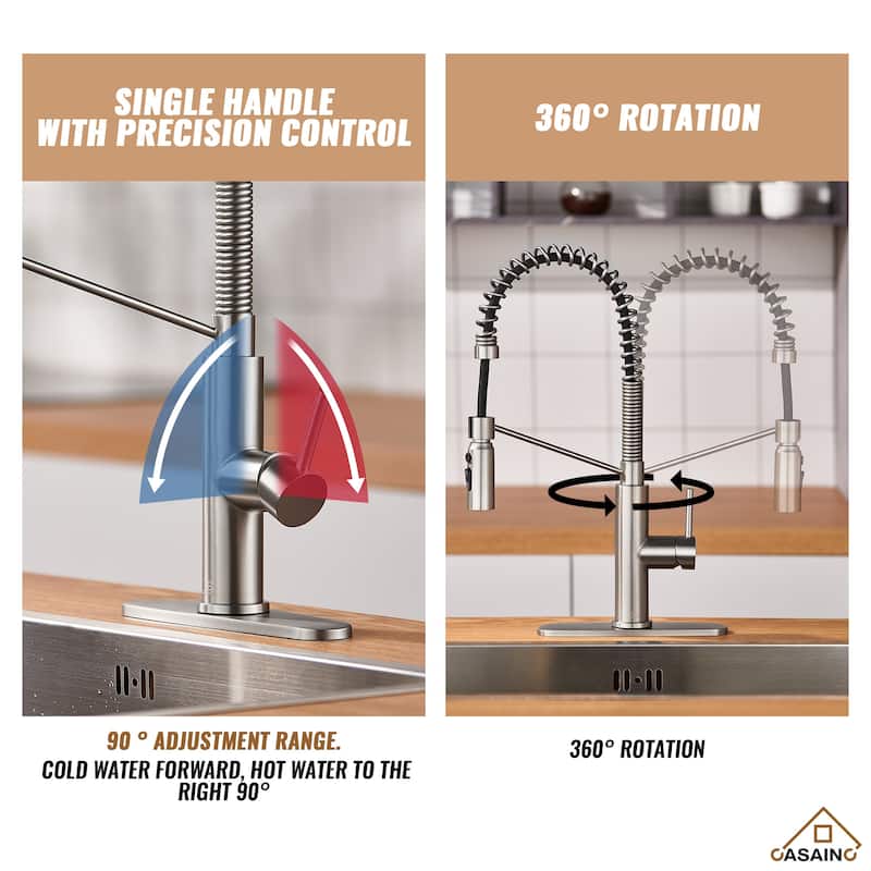 Undermount Single Bowl 16 Gauge Nano Stainless Steel Workstation Kitchen Sink with Pull Down Kitchen Faucet and Accessories