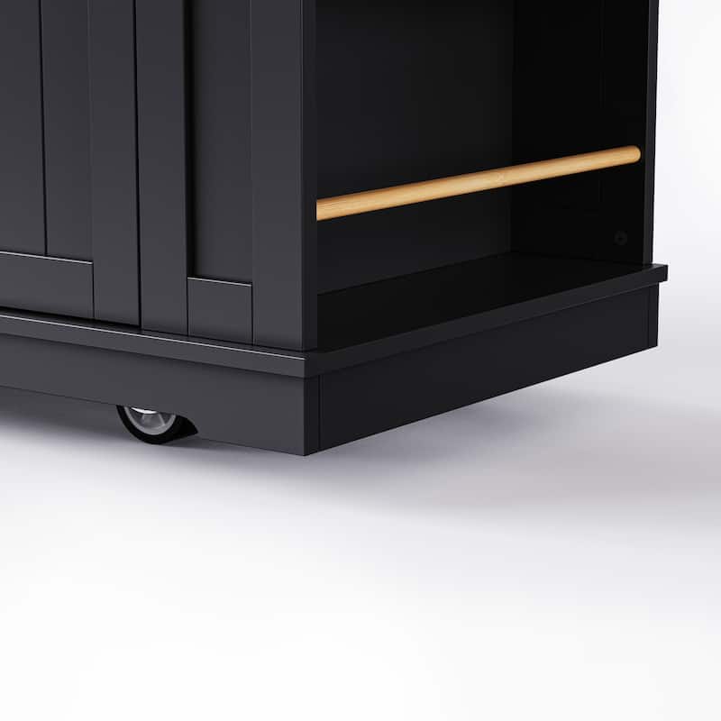Kitchen Island Cart with Drop Leaf Rolling Kitchen Storage Cart on 5 Wheels with Drawers, Mobile Island Table for Kitchen