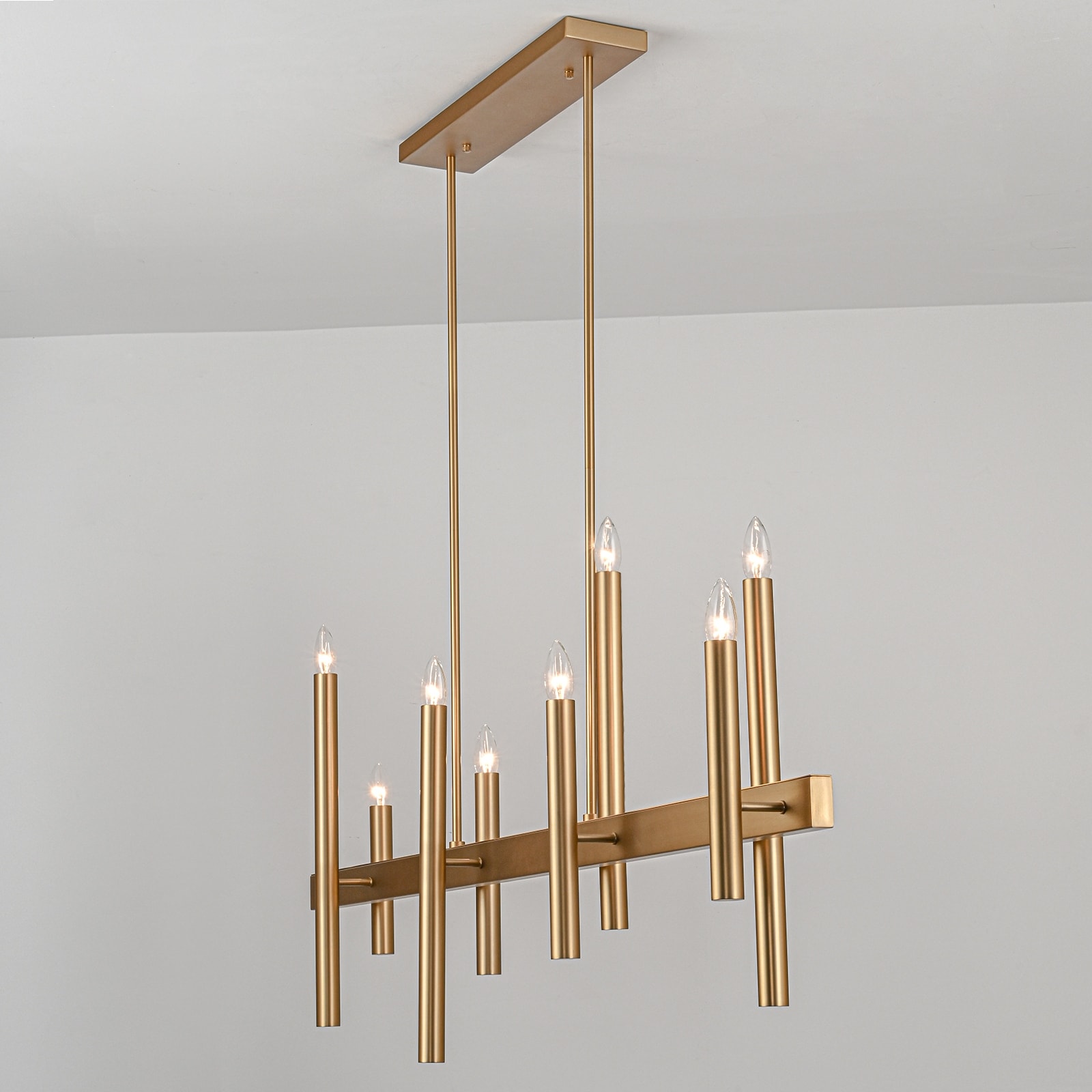 Modern 8-Light Linear Chandelier for Kitchen Island