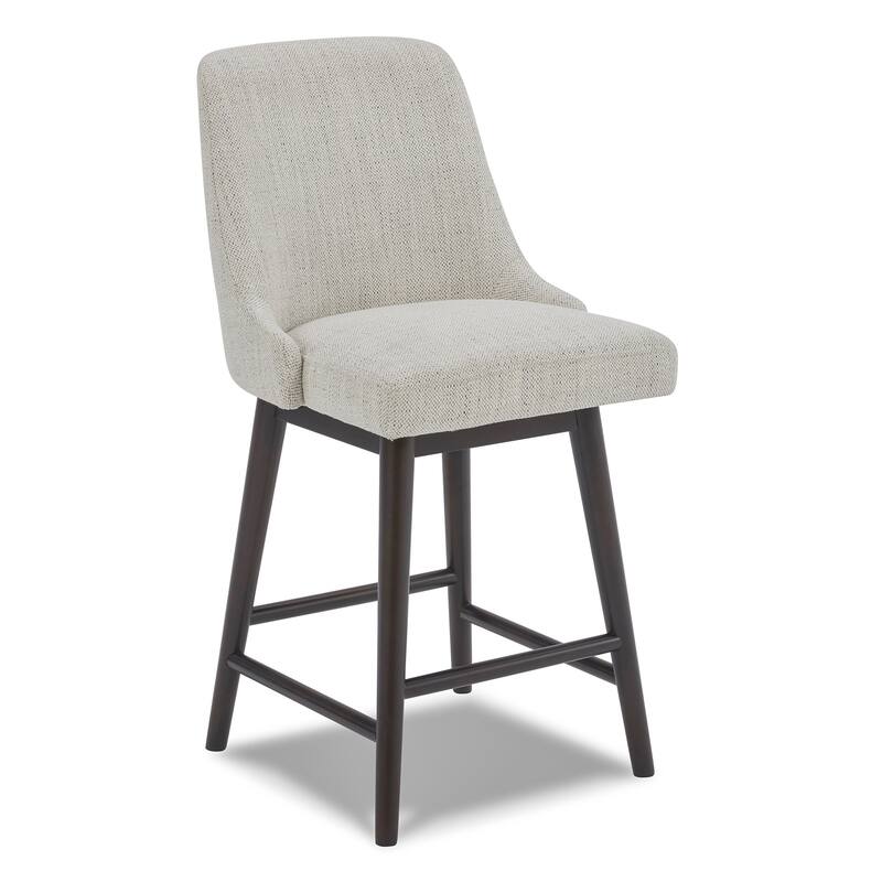 Spruce & Spring Hazel Upholstered Counter Height Swivel Barstool with Back - Single - Ivory White-Fabric