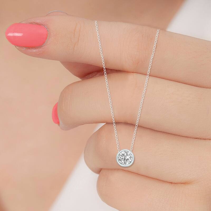Marquee 1/3 Carat Lab Grown Diamond Bezel Pendant in 14K White Gold