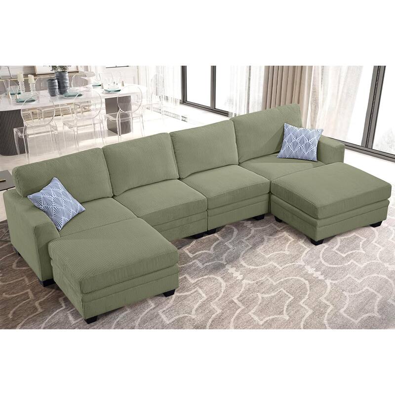 6 PCS Corduroy Flexible Combination Sectional Sofa Couch