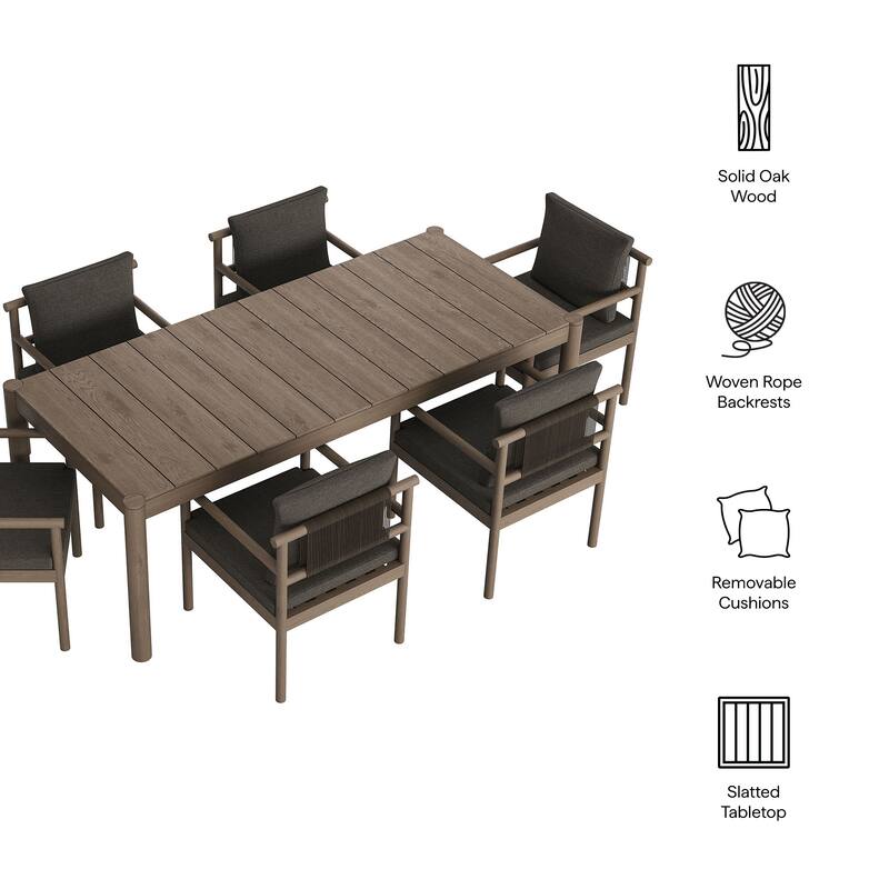 Eleni 7 Piece Outdoor Patio Teak Wood Dining Set