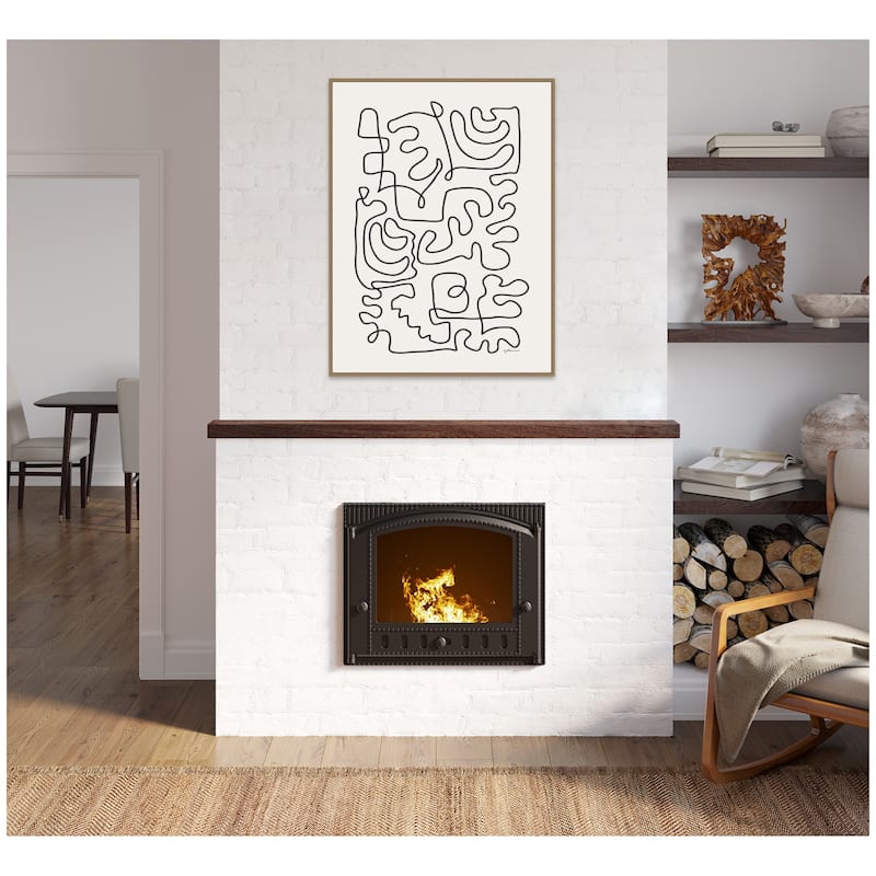 Kate and Laurel Connected Lines by Gabrielly Guedes Framed Canvas Wall Art Print