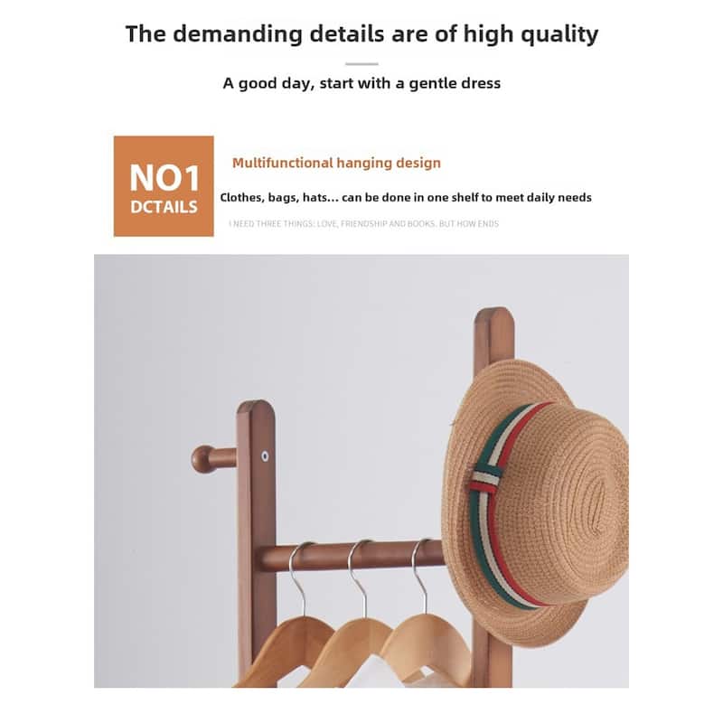 Coat Racks Solid Wood Hanger Easy to Assemble in Walnut