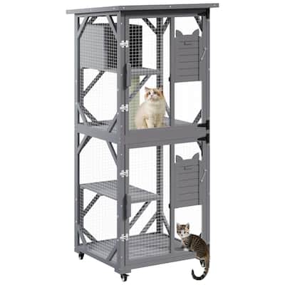 BOSSIN 71" Outdoor Catio Enclosure with Removable Floor, Scratching Post & 4 Wheels, Waterproof Roof