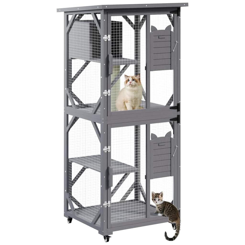 BOSSIN 71" Outdoor Catio Enclosure with Removable Floor, Scratching Post & 4 Wheels, Waterproof Roof