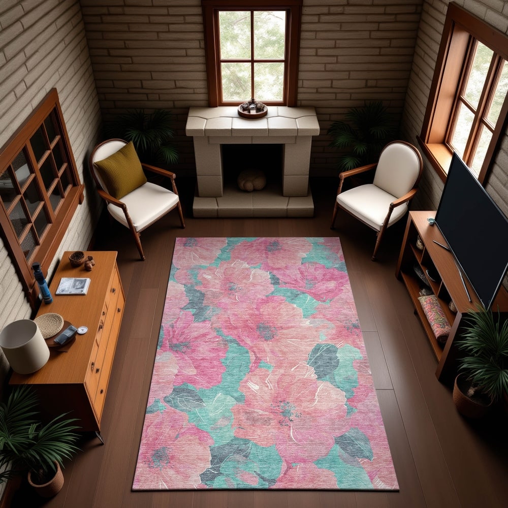 Premium Washable Super Soft Contemporary Floral Mayfield Rug