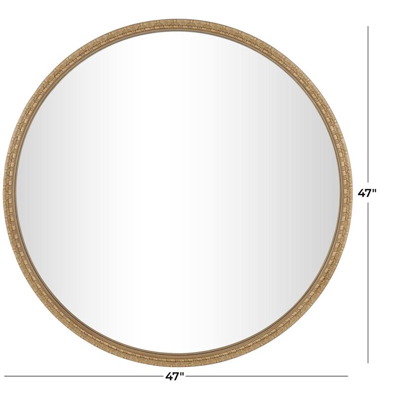 Wooden Leaf Carved Wall Mirror - Brown - Roche River Decor