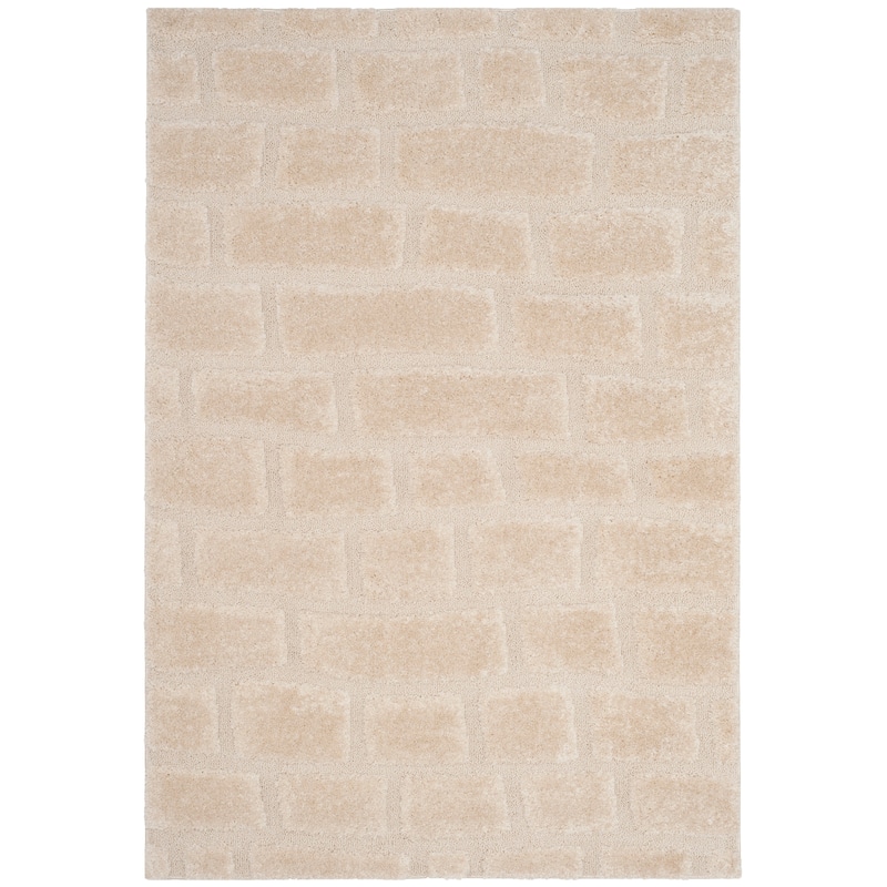 SAFAVIEH Memphis Shag Jadranka 1.2-inch Thick Rug - 5'1" x 7'6" - Cream/Beige