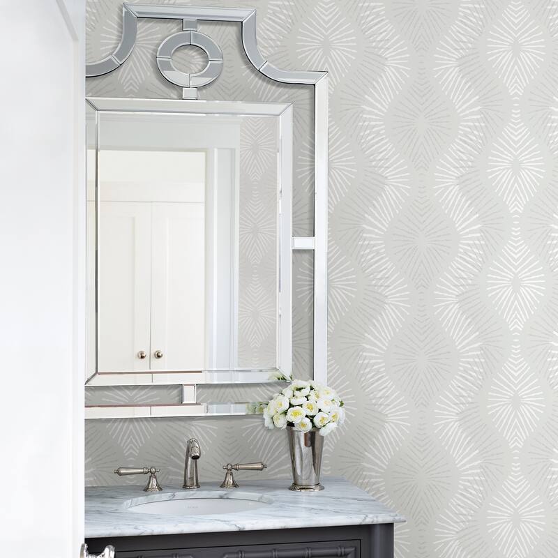 A-Street Prints Feliz Champagne Beaded Ogee Wallpaper
