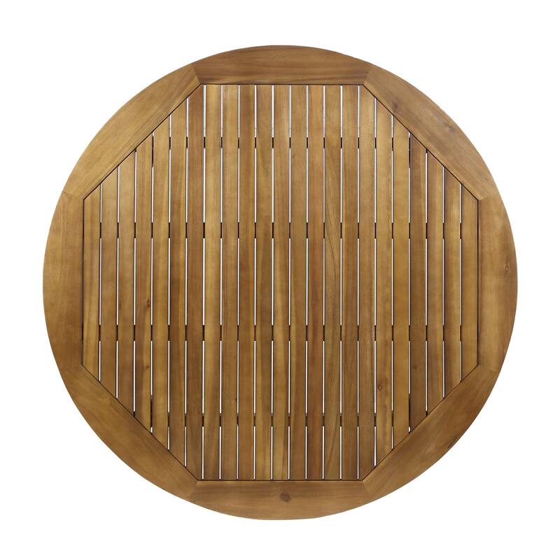 Ambre Dining Table, 47 Inch Round Tabletop, Brown Acacia Wood Finish