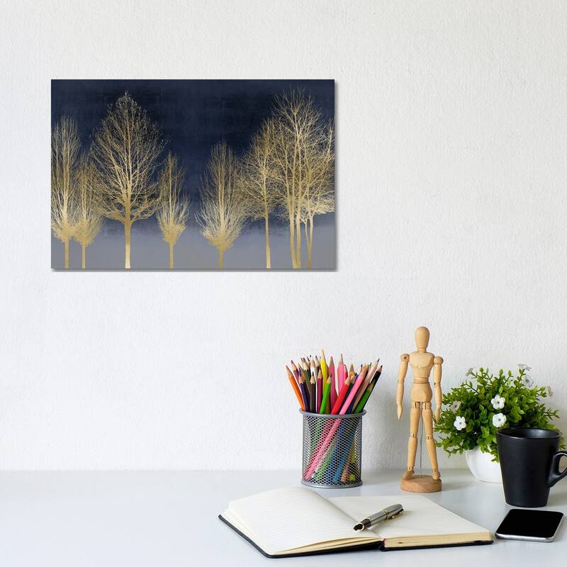 iCanvas "Gold Forest On Blue" by Kate Bennett Canvas Print - 8x12x0.75