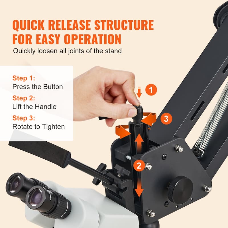 Multi-Directional Microscope with Spring Bracket, 7X-45X Magnification Jewelry Microscope, Micro Jewelry Inlaid Stand
