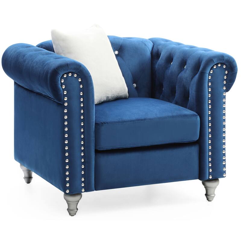 Raisa Velvet Crystal Accent Chair