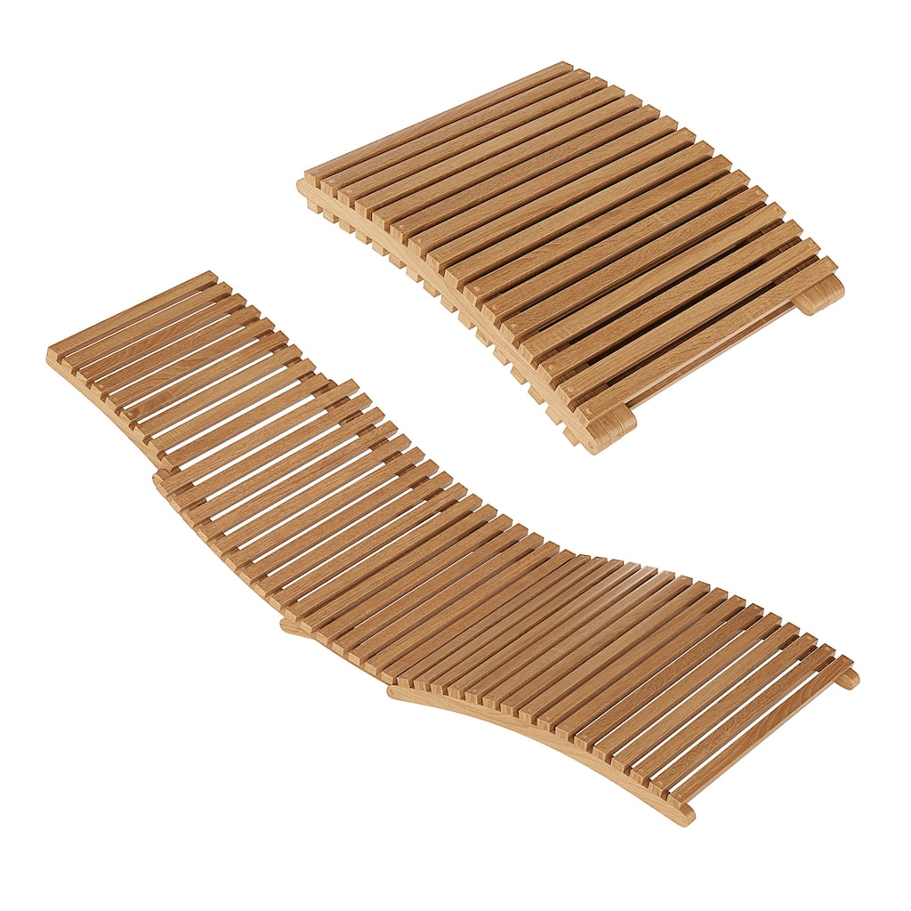 Teak Wood Folding Patio Chaise Lounge with Ergonomic Full-Length Seat - 61" x 22" x 21"