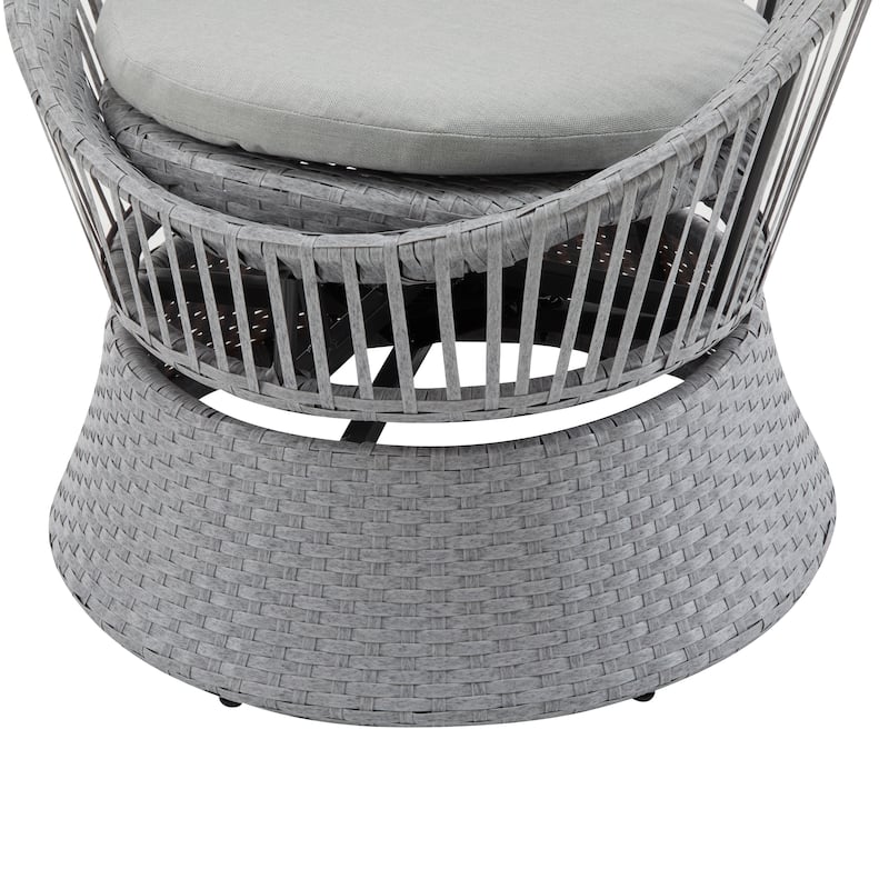 26.7" Modern Silver Swivel Wicker Chair xianRattan Iron Frame Round Design Living Room