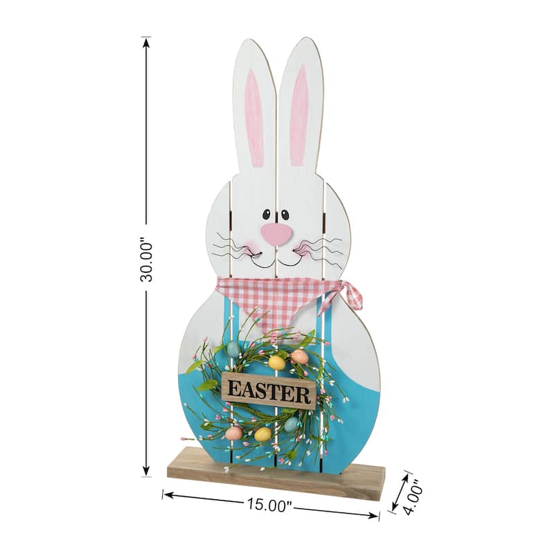 Glitzhome Easter Wooden Bunny Porch Decor Standing Rabbit Sign Decoration