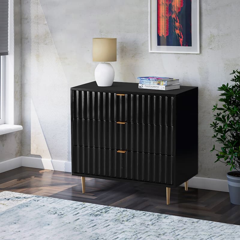 Wavy Pattern 3-Drawer Accent Dresser