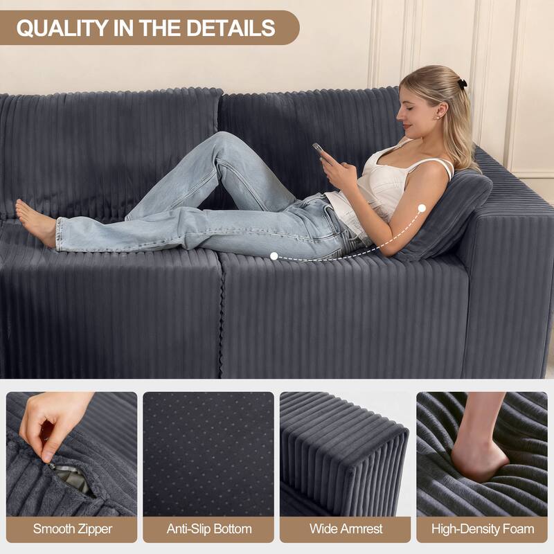 L-Shape Sectional Sofa with Chaise & Pillow, Deep-Seat Cloud Couch