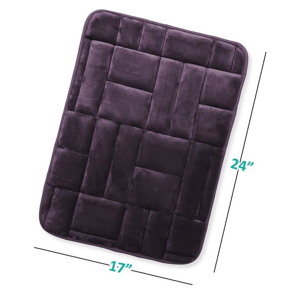 dimension image slide 7 of 28, Clara Clark Ultra Soft Non Slip and Absorbent Bath Rug - Tiled Velvet Memory Foam Bath Mat