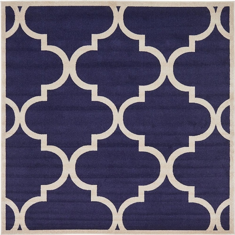 Contemporary Akiva Collection Area Rug - 8' Square - Navy Blue